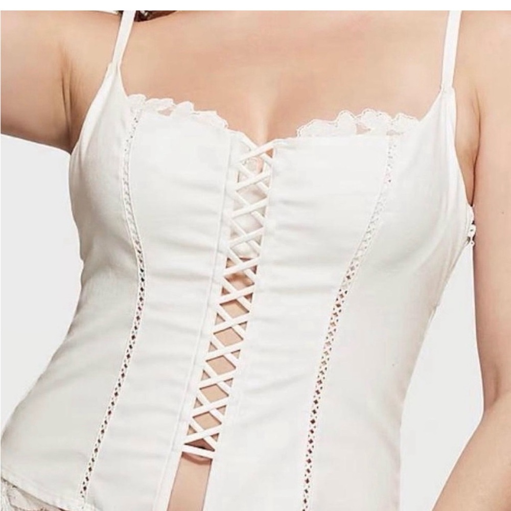 Lace-Trim White Bustier Camisole